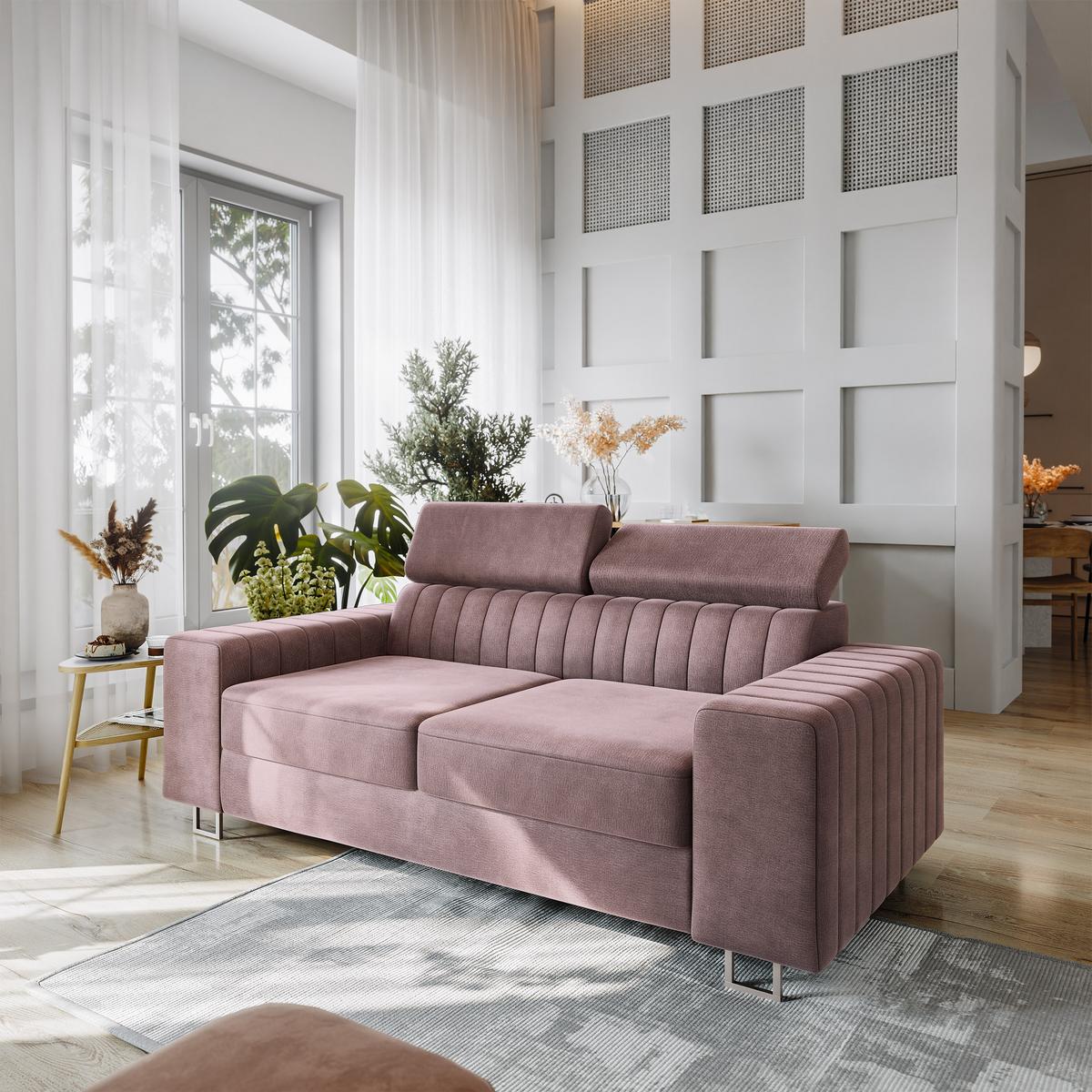 BETTSOFA SOLAN Lila Velours-Stoff mit Schlaffunktion - Lila, Holz/Textil (194/88/90cm) - MASSENO