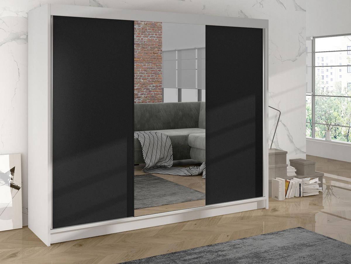 SCHWEBETÜRENSCHRANK Derby I - Klar, Holzwerkstoff/Metall (200/215/58cm) - MIRJAN24