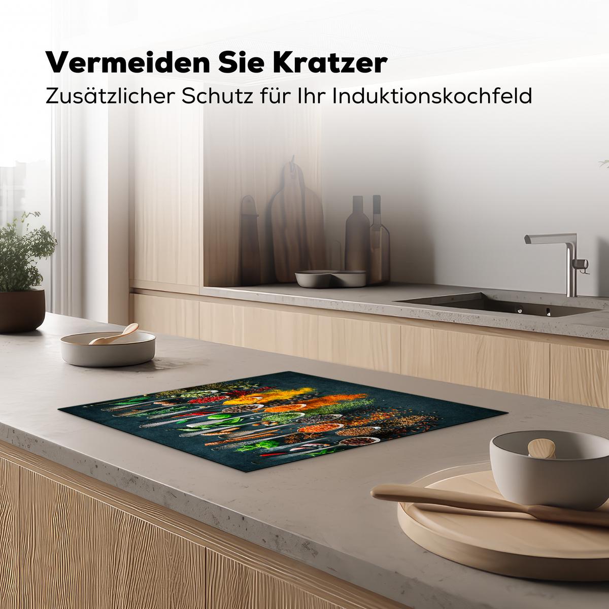 HERDABDECKPLATTE Kräuter - Gewürze - Löffel Ceranfeldabdeckung 59x52 cm - Multicolor, Kunststoff (59/52/0.2cm) - MuchoWow