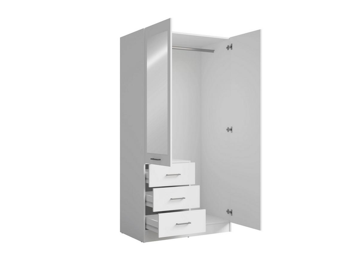 DREHTÜRENSCHRANK NEVARIS 101/200,5/58cm 2-türig mit Spiegel Weiß - Weiß, Holzwerkstoff (101/200.5/58cm) - MASSENO