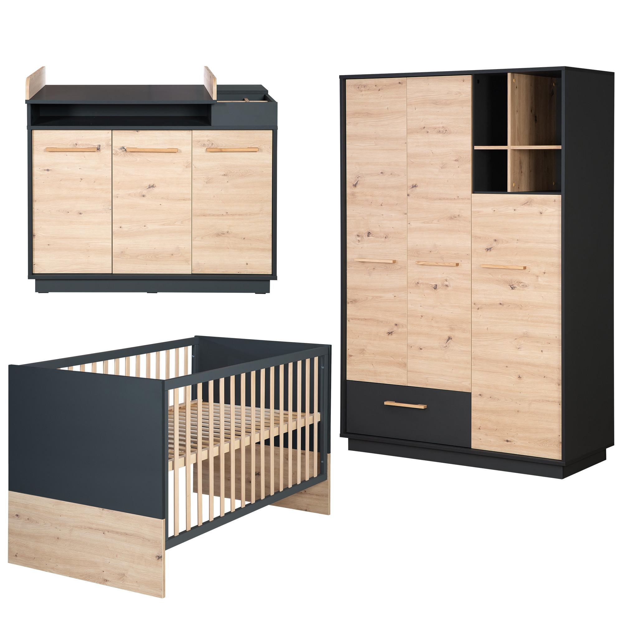 BABYZIMMER-SET Lenn, 3-teilig - Multicolor, Holzwerkstoff (76/82/144cm) - Roba