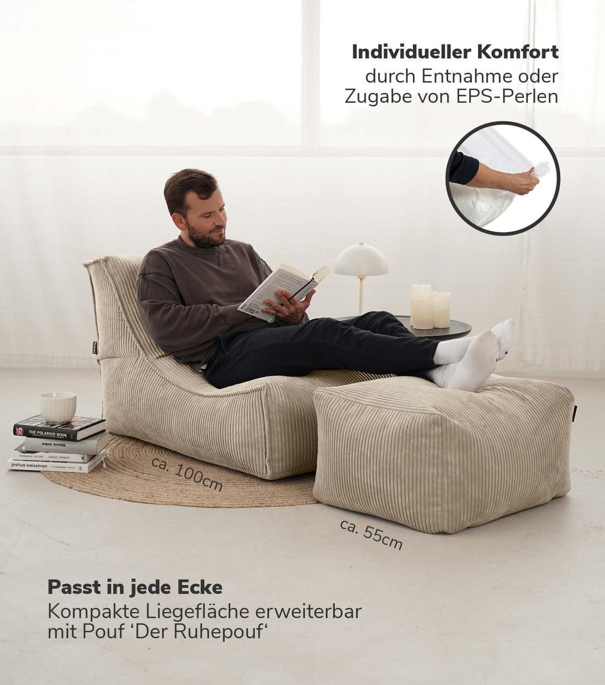 SITZSACK Cord Der Gelassene - Beige, Textil (60/65/95cm) - Mokebo