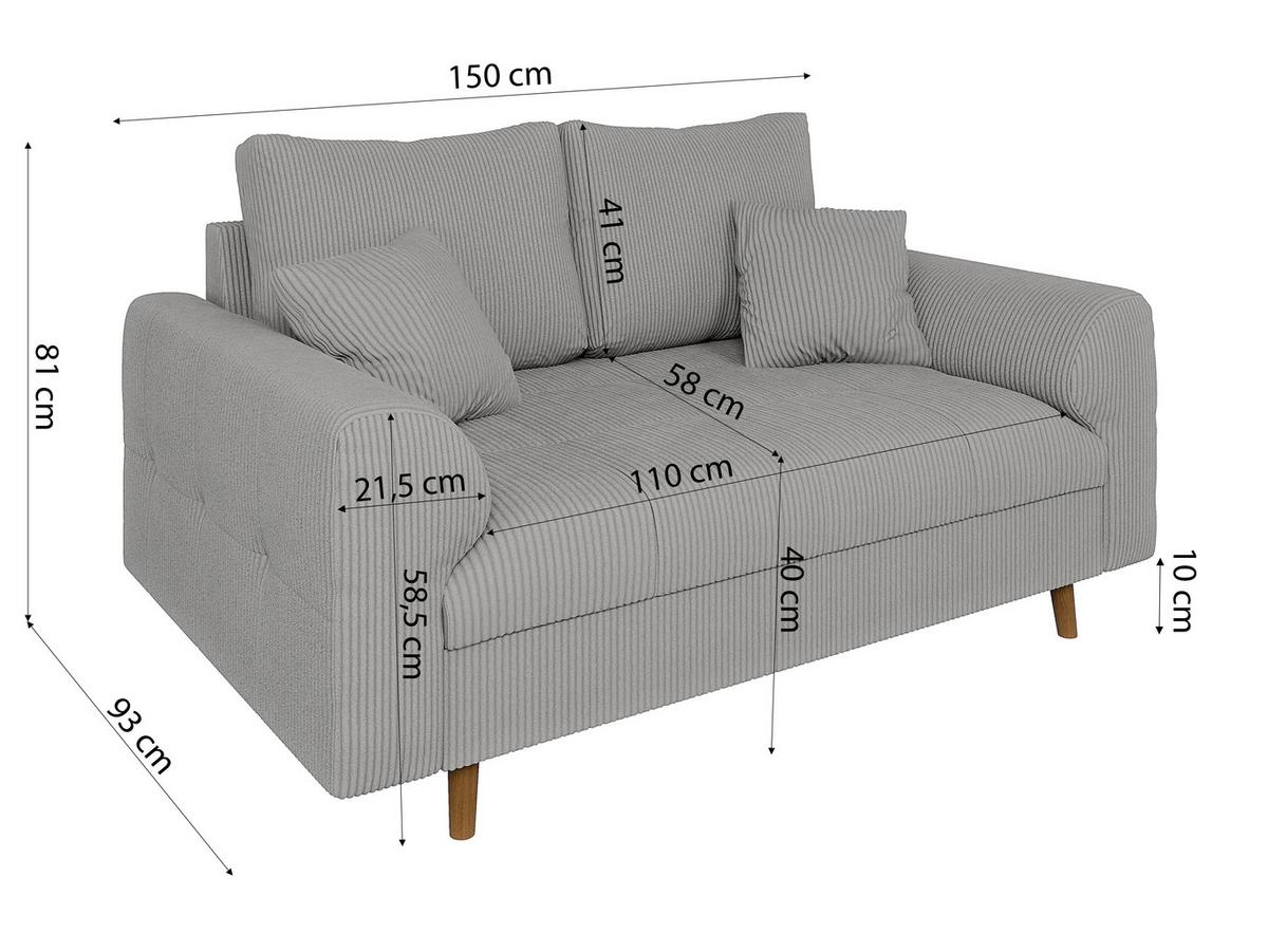 2-SITZER-SOFA Alma Hellgrau Cord - Hellgrau/Braun, Holz/Textil (150/81/93cm) - S-Style Möbel