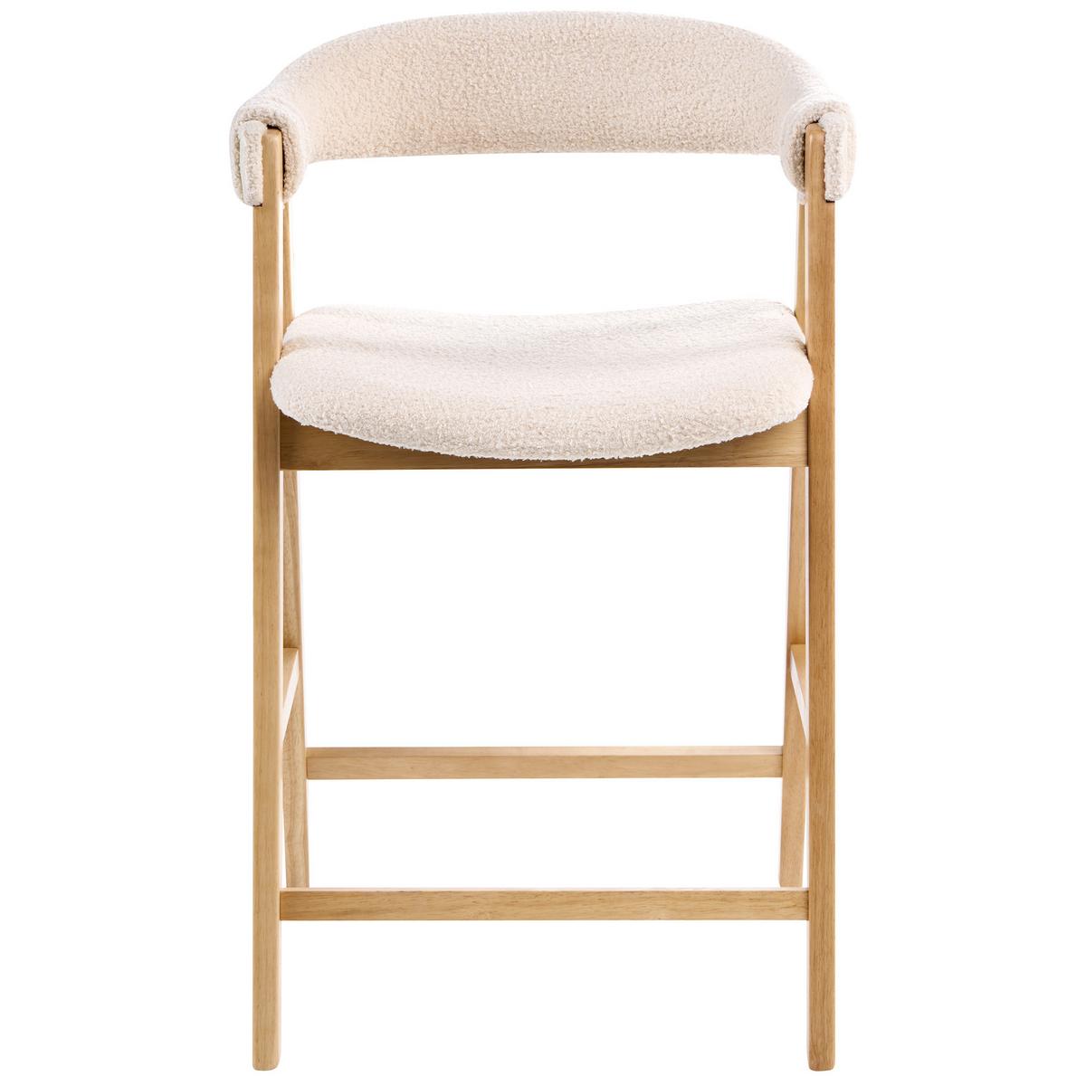 BARSTUHL 2er-Set Bouclé Hellbraun/Hellbeige Day - Beige, Textil (52/88/62cm) - Beliani