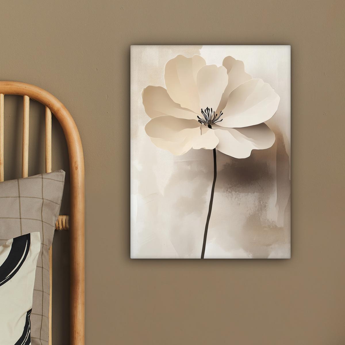 LEINWANDBILD Blume - Beige - Farbe - Schatten Room Decor 30x40 cm - Creme, Textil (30/40cm) - MuchoWow