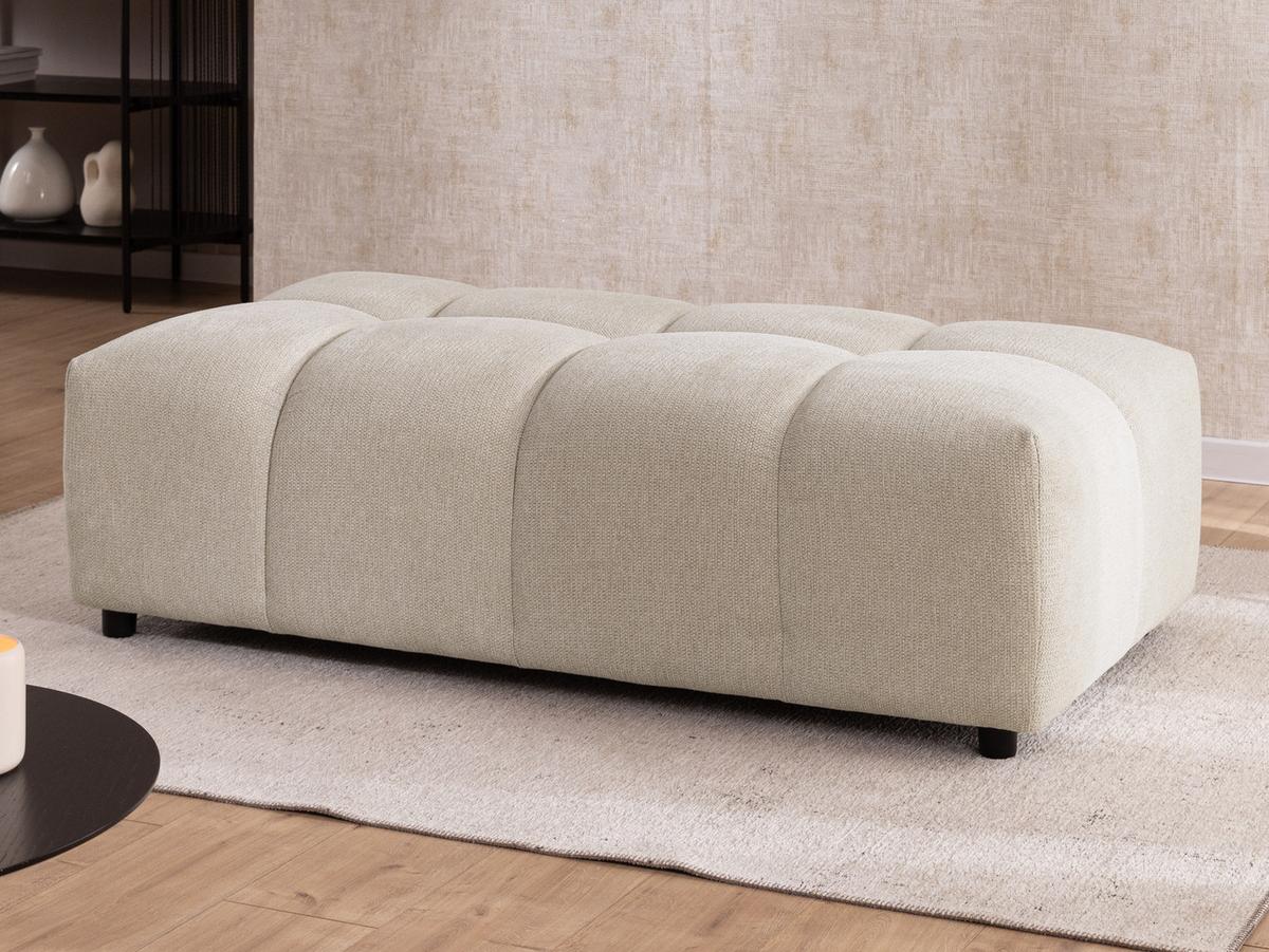 HOCKER Bubble mit Sitzfläche in Bubble-Optik aus weichem Hellbeige Strukturstoff mit schöner Sitzkomfort - Beige/Schwarz, Holz/Kunststoff (147/42/74cm) - S-Style Möbel