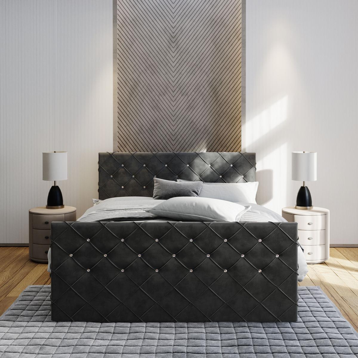 BOXBETT MANDI 140x200 cm mit Matratze und Topper - Grün - Grün, Holz (140/200cm) - MASSENO