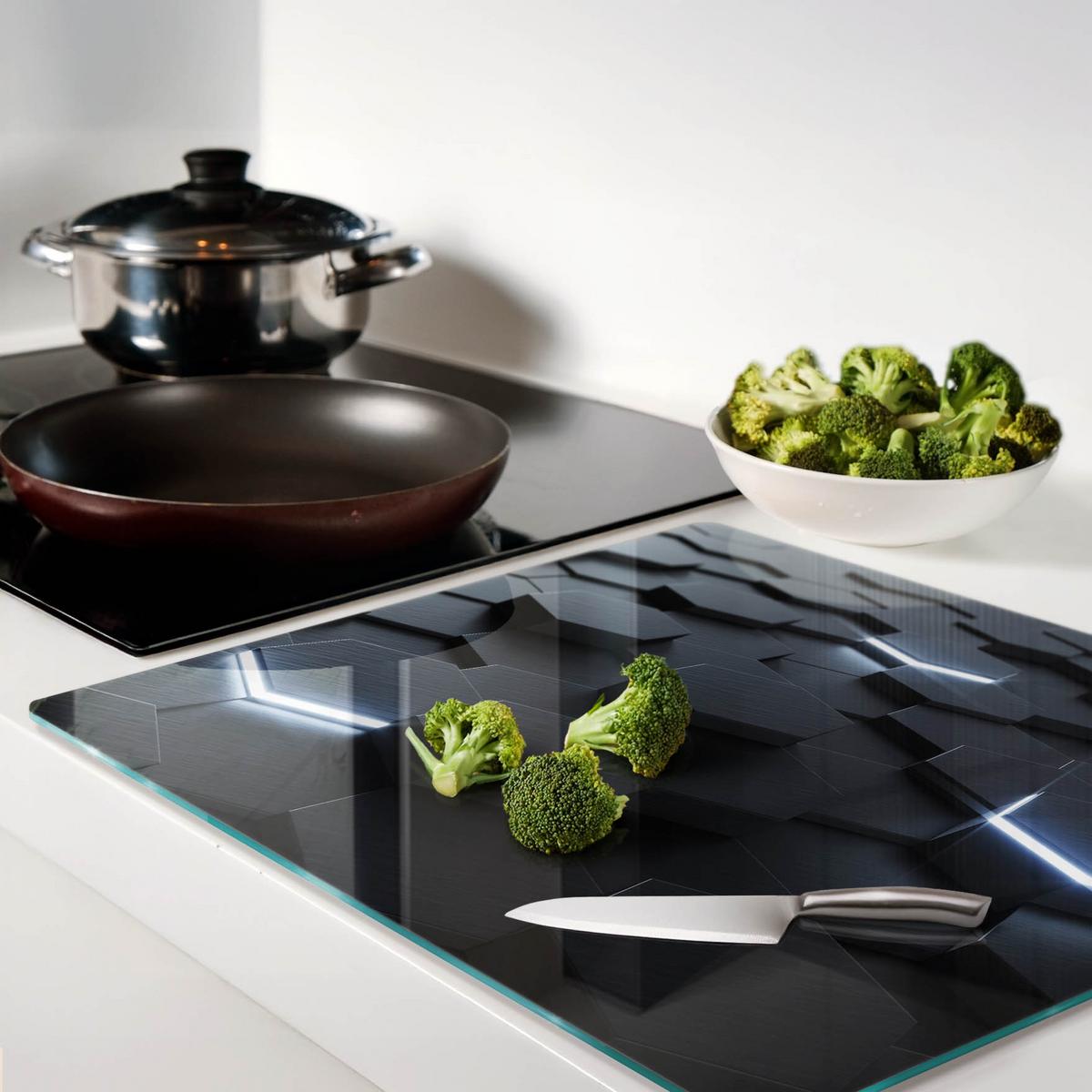 GLASPLATTE 60x52 cm Abstraktion - Schwarz, Glas (60/0.4/52cm) - TULUP