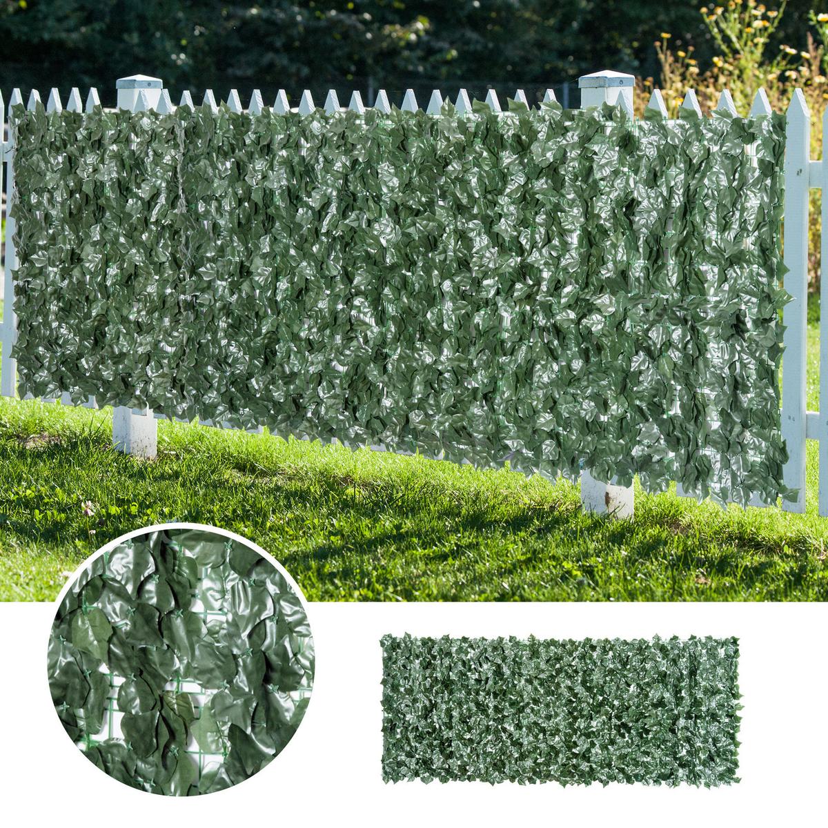 KÜNSTLICHE Hecke Sichtschutzhecke Pflanzen Hecke Wanddekoration Dunkelgrün - Grün, Kunststoff (1/150cm) - Outsunny