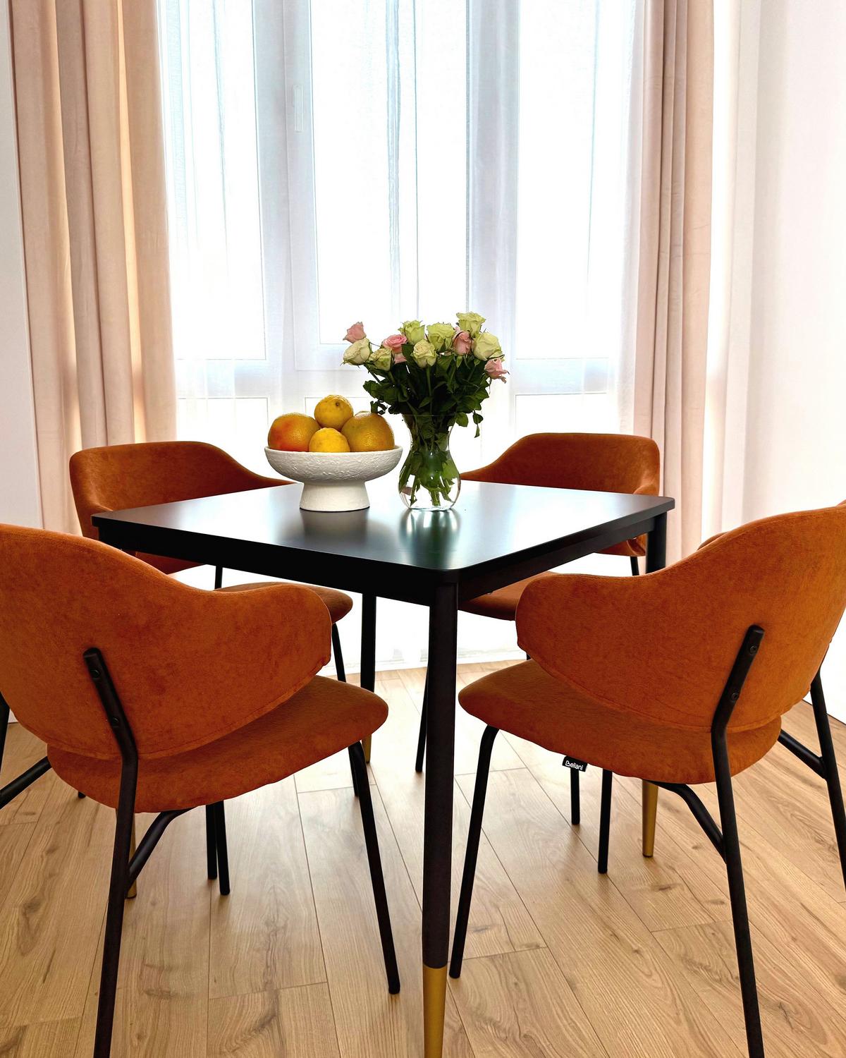 ESSTISCH 80/80/75 cm Schwarz, Goldfarben Quadratisch Shalford - Schwarz, Holzwerkstoff (80/80/75cm) - Beliani