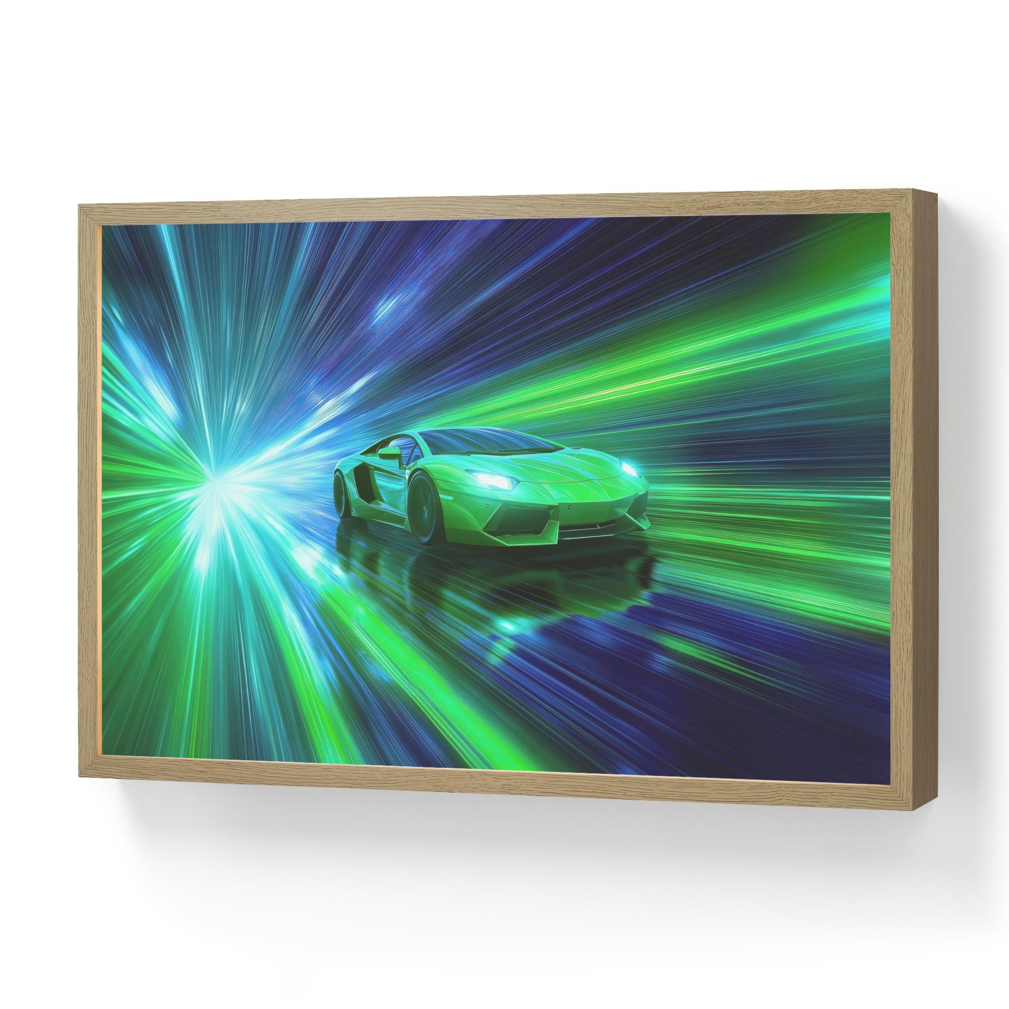 NACHTTISCHLAMPE MIT AKKU Geschwindigkeit - Leicht - Sportwagen - Grün 60x40 cm - Grün, Holzwerkstoff (8/60/40cm) - OnlyWow