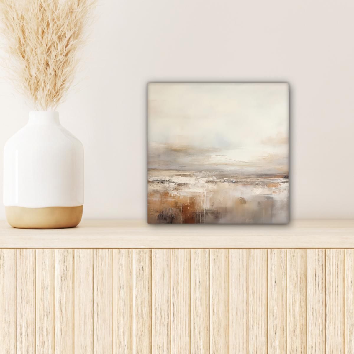 LEINWANDBILD Kunst - Industriell - Grau - Braun - Abstrakt Deko Wohnzimmer 20x20 cm - Sandfarben, Textil (20/20cm) - MuchoWow