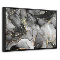 LEINWAND Bilder mit Rahmen - Grau - Luxus - Gold - Marmor - 30x20 - Dunkelgrau, Textil (30/20cm) - MuchoWow