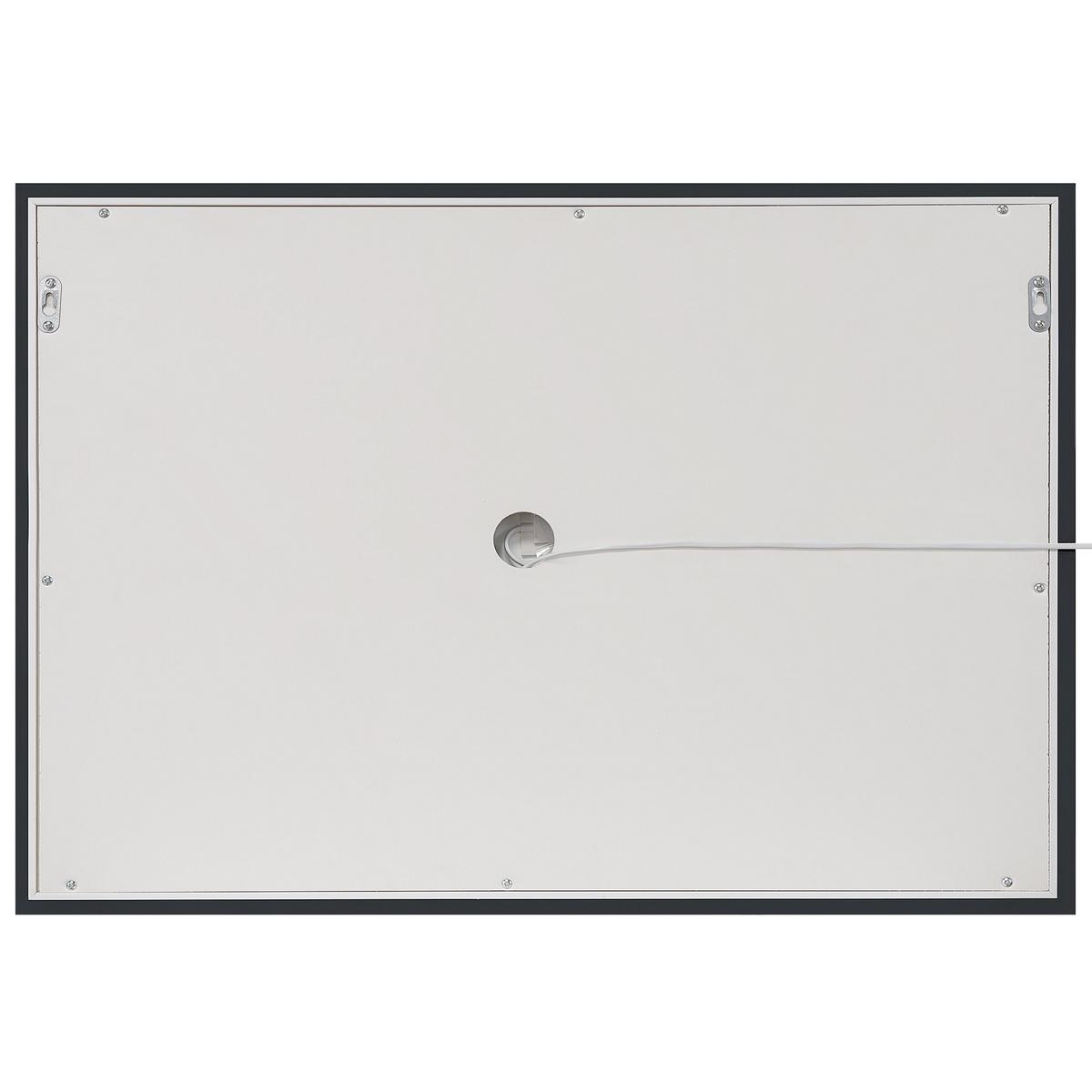 BADSPIEGEL mit LED-Beleuchtung rechteckig 80/60 cm Eyre - Silberfarben, Kunststoff (80/60/4cm) - Beliani