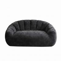 2-SITZER SOFA aus Flanell mit skulpturaler Wellen-Rückenlehne - Schwarz, Textil (140/61/98cm) - Urban Meuble