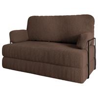 BETTSOFA KESTE aus Schaumstoff Bucle-Stoff Braun Schlaffunktion - Braun, Textil (140/86/60cm) - MASSENO