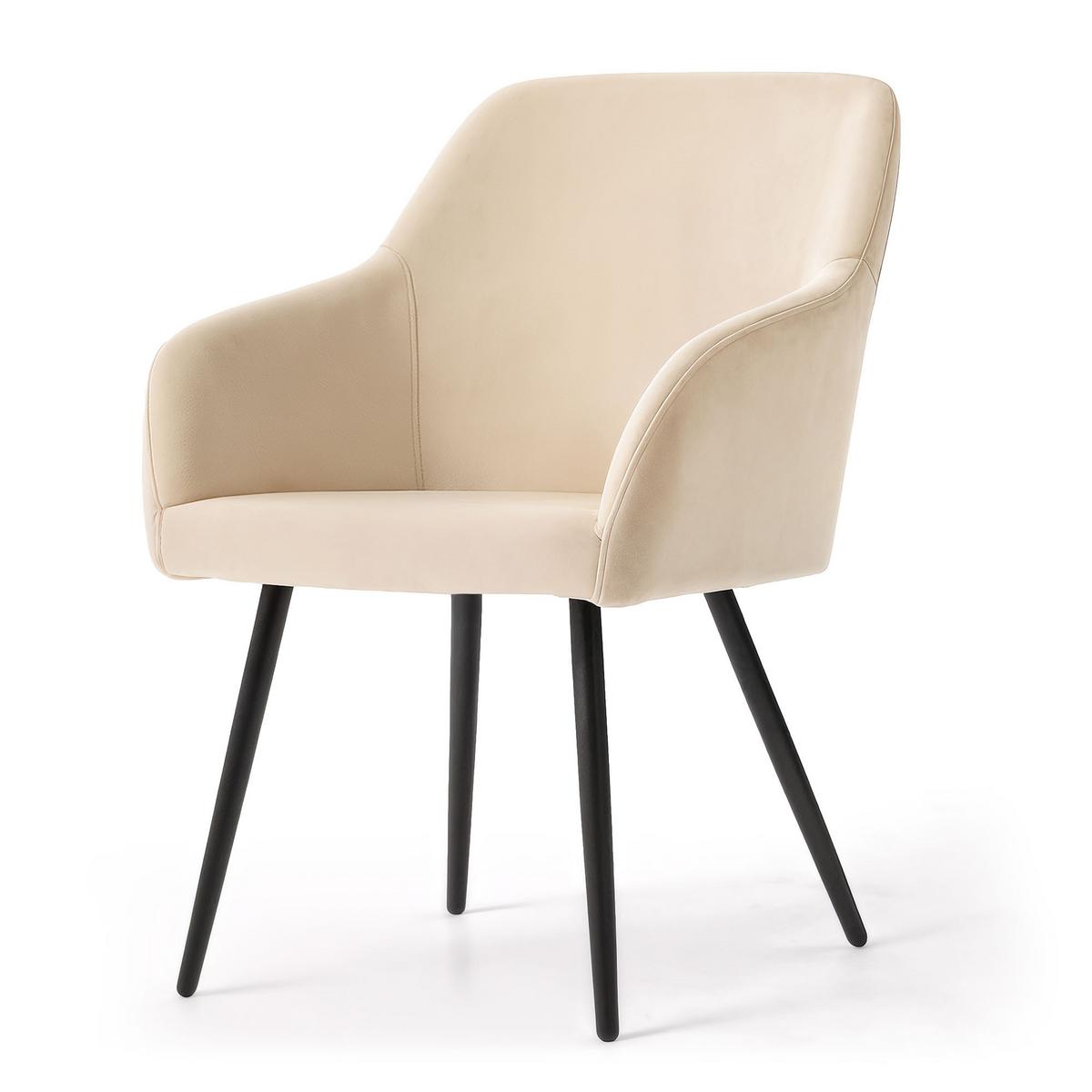 POLSTERSTUHL 6er Set, Metallbeine Beige, Schwarz 54,5/83/58 - Beige/Schwarz, Textil (55/83/51cm) - RAUMHIRSCH FURNITURE