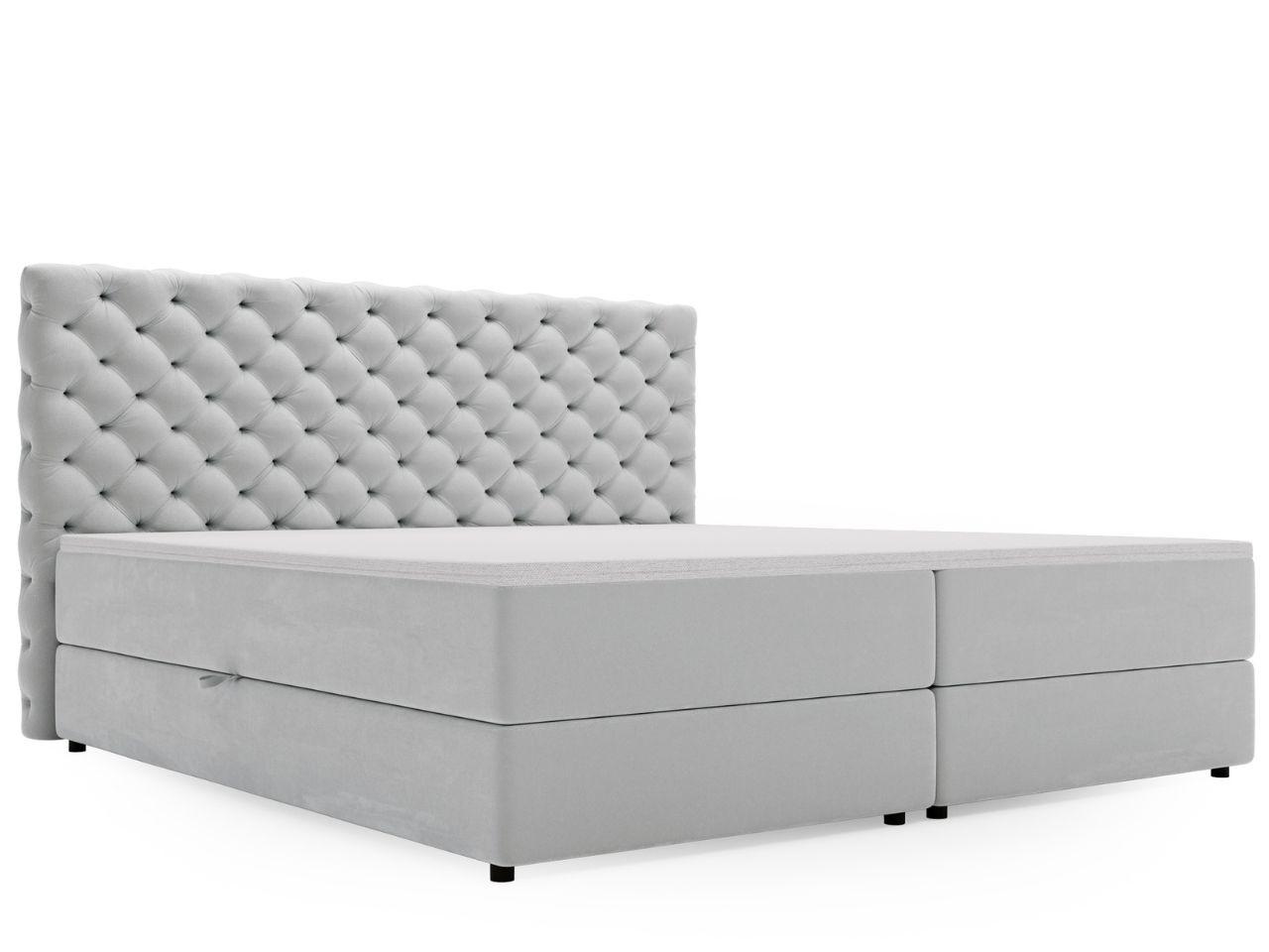 BOXBETT Bergamo 140x200 Hellgrau - Hellgrau/Schwarz, Holz/Textil (140/200cm) - Graingold