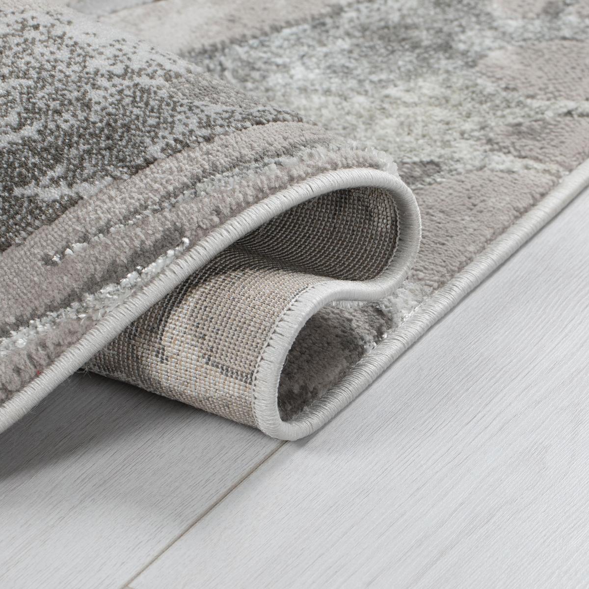 TEPPICH OUSE, abstrakt, Silber, 80 x 150 cm - Grau, Textil (150/80cm) - KADIMA DESIGN