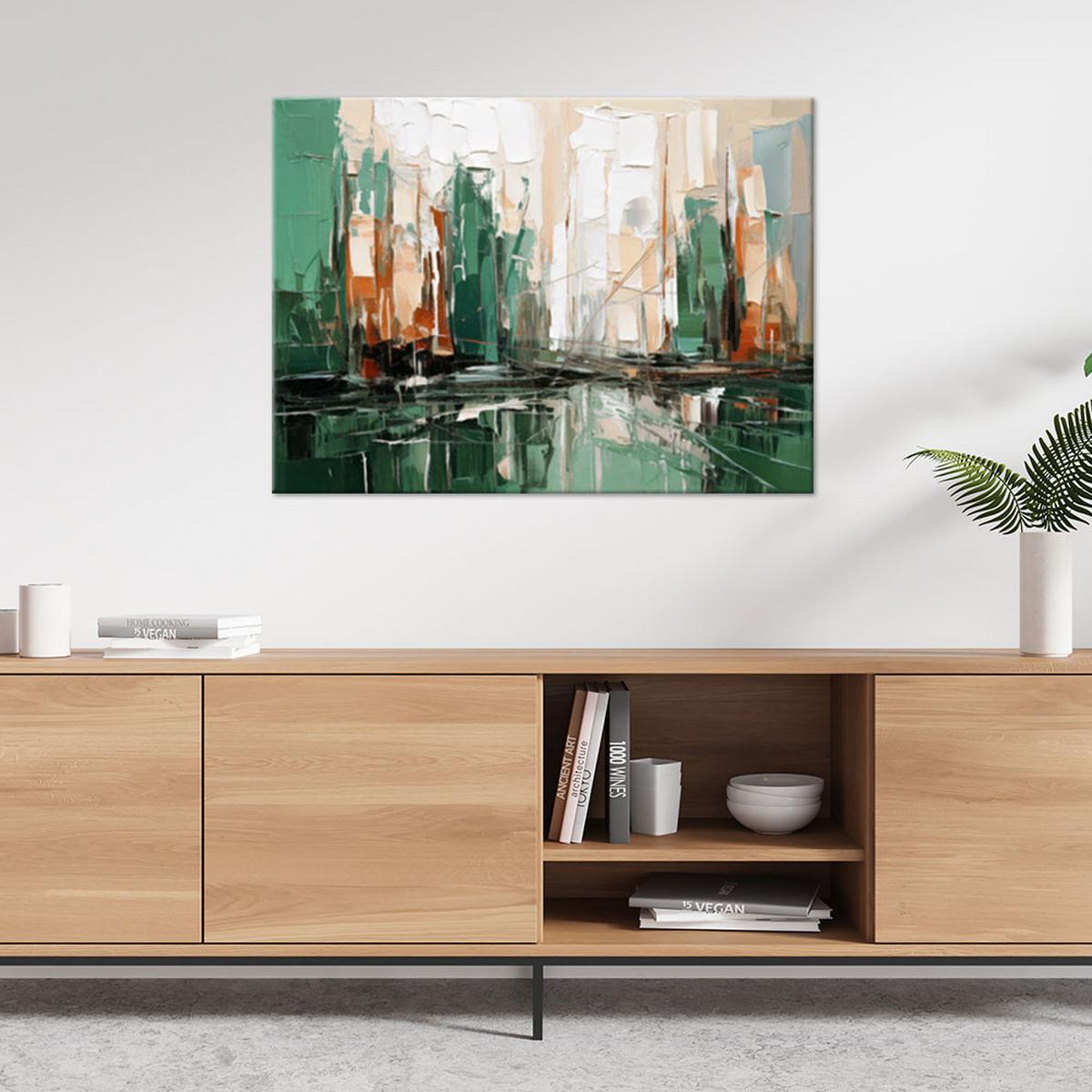 LEINWANDBILD Abstraktion 100x70cm - Grün, Textil (100/70cm) - Feeby