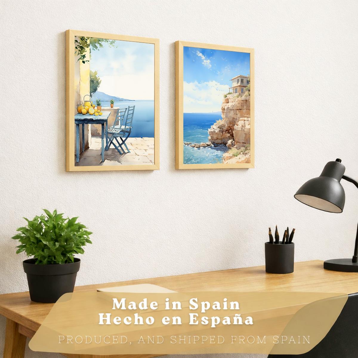 POSTER 3er Bilder-Set Wandbilder Strand Meer modern ohne Rahmen – Wohnzimmer Deko, Schlafzimmer, Küche, Badezimmer Leichter Holzrahmen A3 - Beige, Papier (29.7/1/42cm) - Nacnic