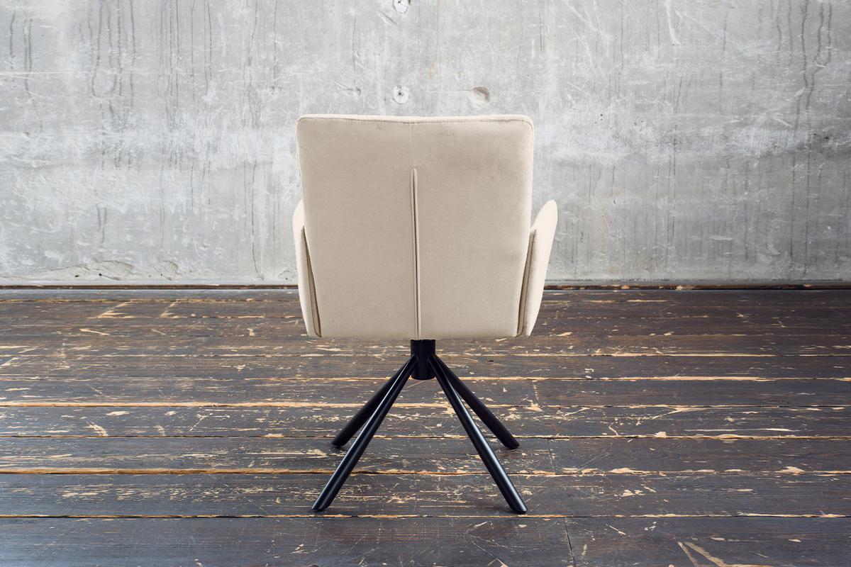 ESSZIMMERSTUHL KYRA Cremeweiß Velvet Drehbar (360°) (1er-Set) - Creme, Kunststoff/Textil (64/88/61cm) - KAWOLA