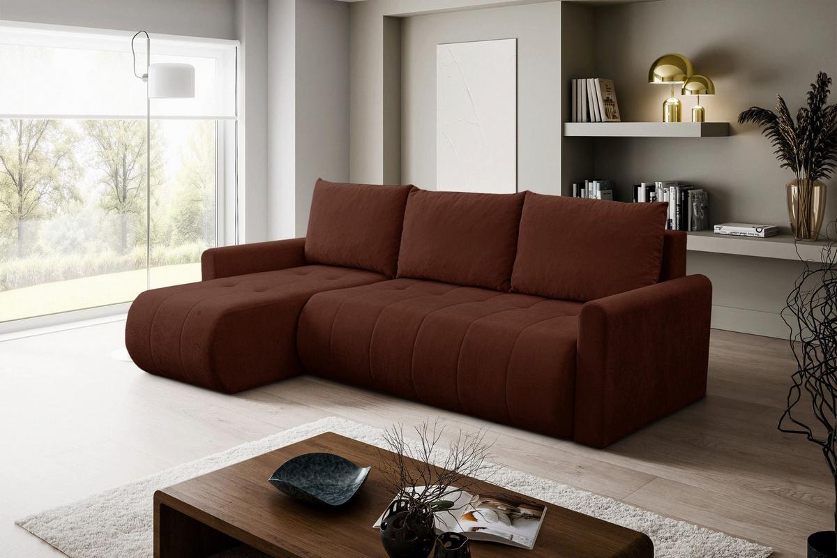 ECKSOFA Timmone Kupfer Chenille 230 cm - Schwarz/Kupferfarben, Kunststoff/Textil (230/149cm) - Selsey