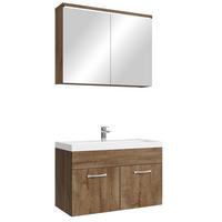 BADMÖBEL-SET Paso 3 Teile Braun Eiche - 80 x 35 x 55 cm - Eichefarben/Braun, Holz (80/55/40cm) - Badplaats