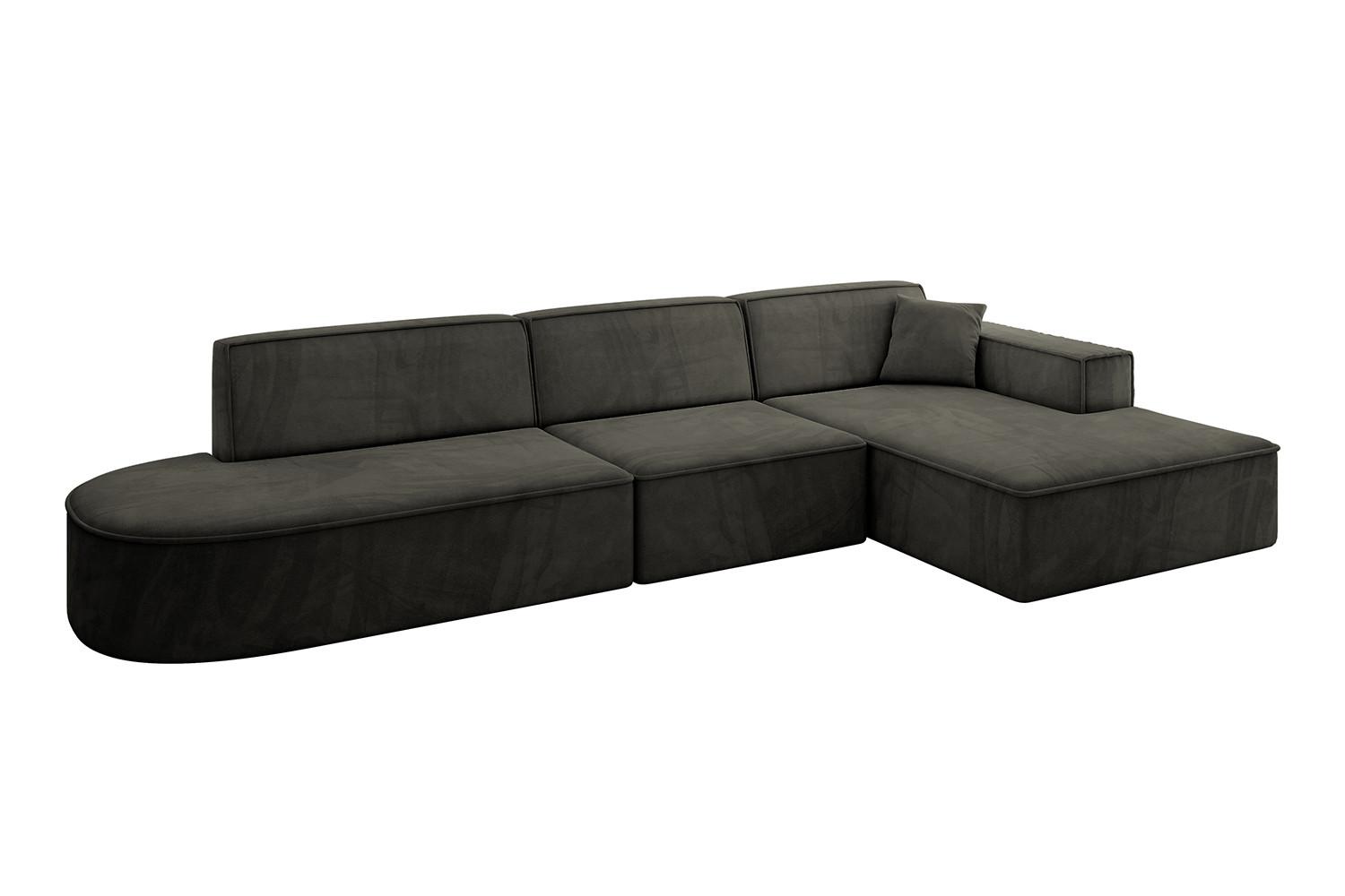 ECKSOFA Ottomane Rechts IREA-L2-v4 - 327x165x77 cm Schwarz - Schwarz, Holzwerkstoff/Textil (327/165cm) - ALTDECOR
