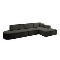 ECKSOFA Ottomane Rechts IREA-L2-v4 - 327x165x77 cm Schwarz - Schwarz, Holzwerkstoff/Textil (327/165cm) - ALTDECOR