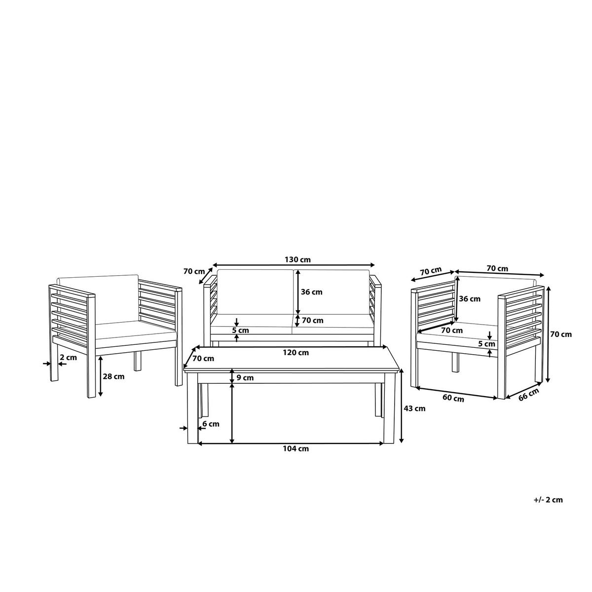 4-SITZER LOUNGE SET Akazienholz Hellbraun Pacific - Hellbraun, Holz - Beliani