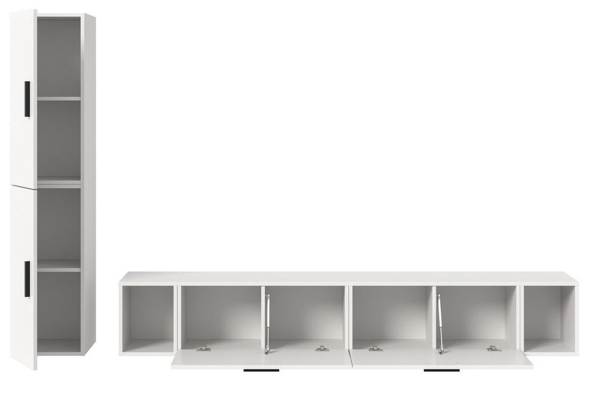 WOHNWAND weiß 249 x 184 cm, Wohnkombination hängend / stehend - Schwarz/Weiß, Holzwerkstoff/Kunststoff (249/184/34cm) - Inn.Furn