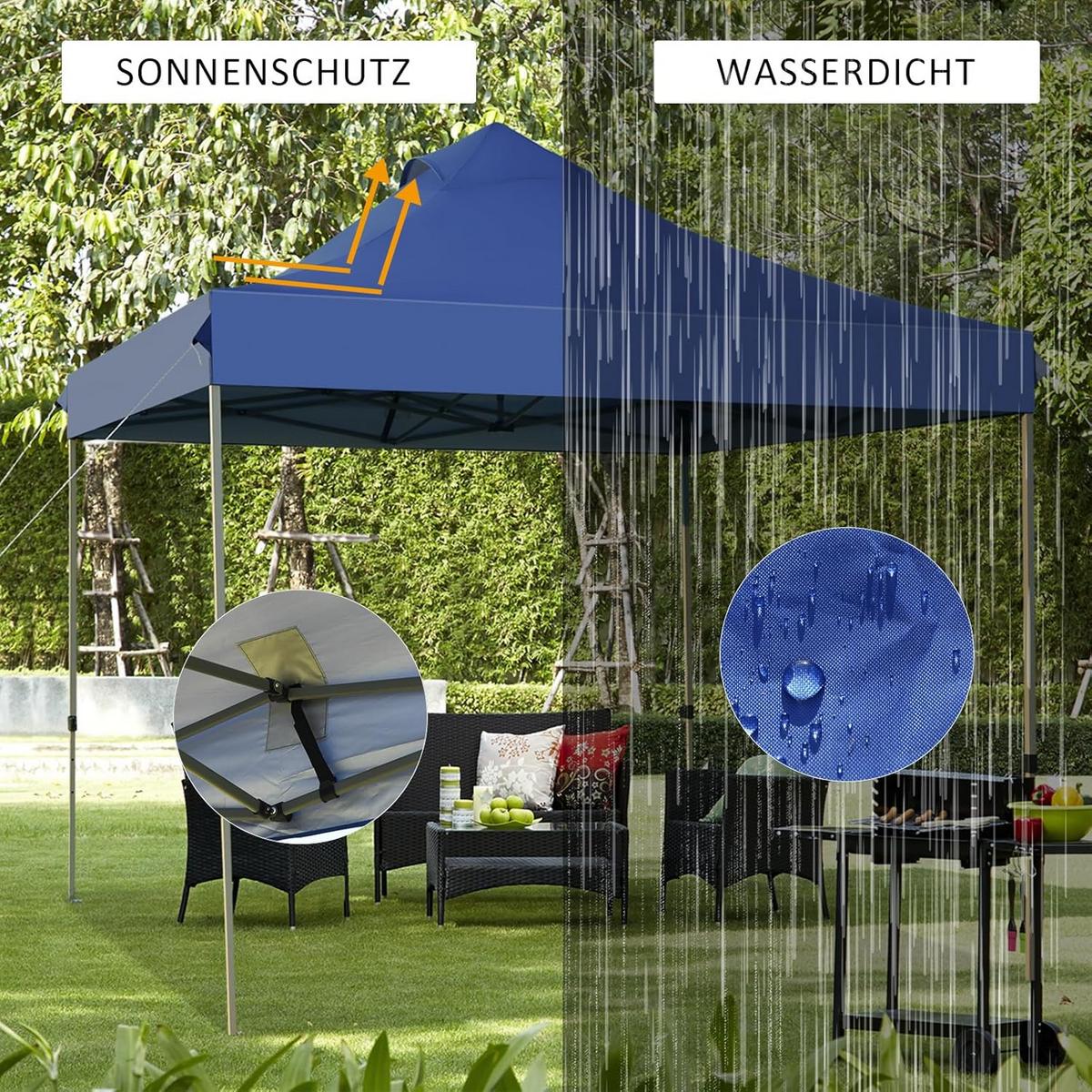 POP-UP-UBERDACHUNGSZELT Dunkelblau - Dunkelblau, Textil (300/335/300cm) - COSTWAY