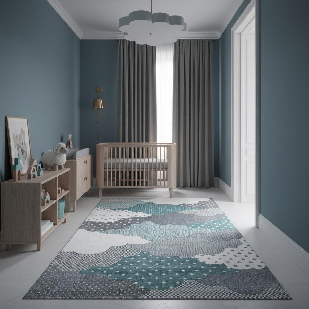 KINDERTEPPICH COGNE, mit Wolken-Motiv, Blau, 80 x 150 cm - Blau, Textil (150/80cm) - KADIMA DESIGN