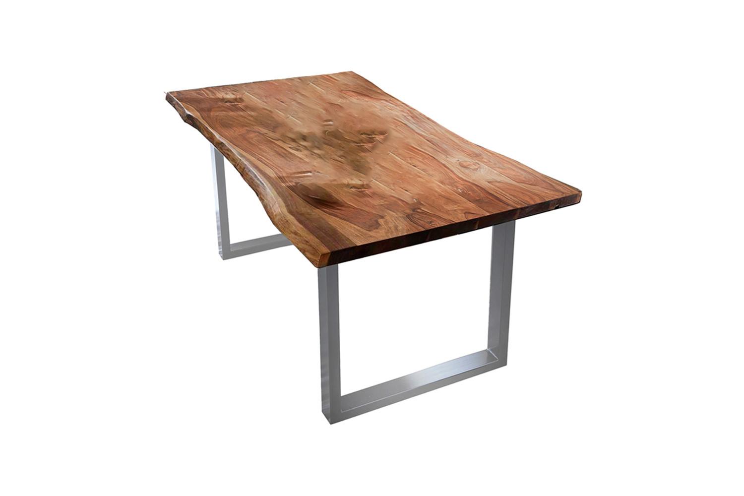 ESSTISCH LORE Holz Akazie - Nussbaumfarben/Schwarz, Holz/Metall (100/240/78cm) - KAWOLA