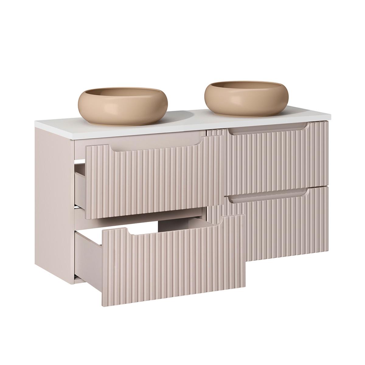 DOPPELWASCHTISCH 120.4cm Riva Kaschmir - Beige, Holzwerkstoff (120.4/59/40cm) - Petits-meubles