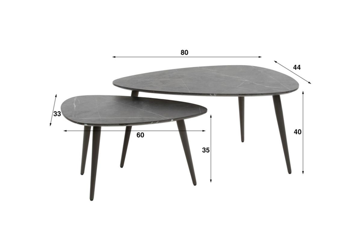 COUCHTISCH PARANA 2ER SET Schwarz Kunststoff - Schwarz, Kunststoff/Metall (44/80/40cm) - KAWOLA