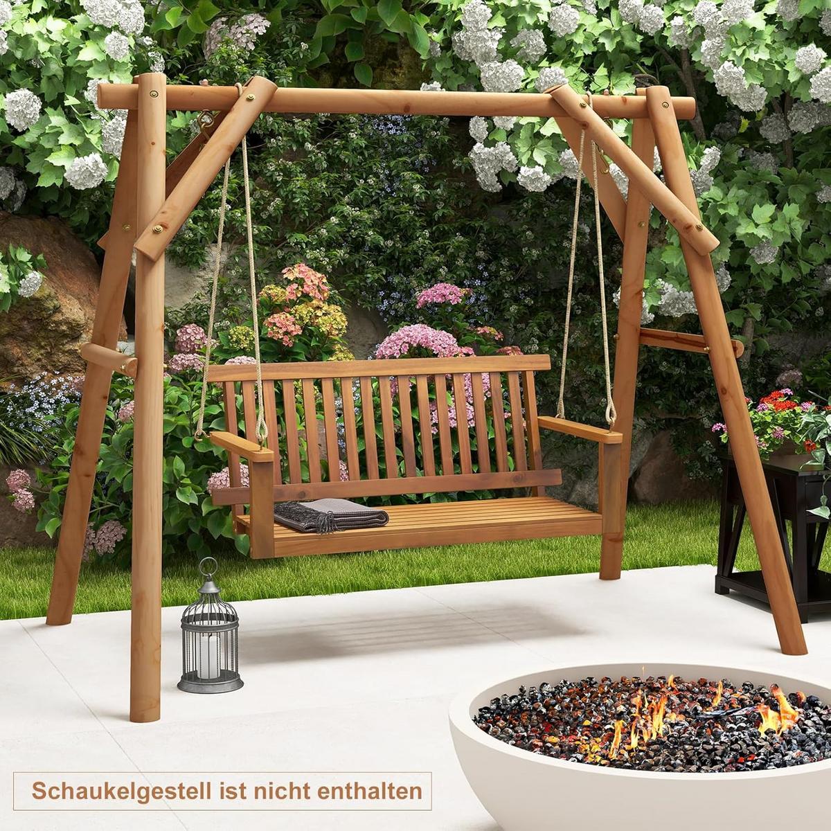 VERANDASCHAUKEL Braun - Braun, Holz (130/57/63cm) - COSTWAY