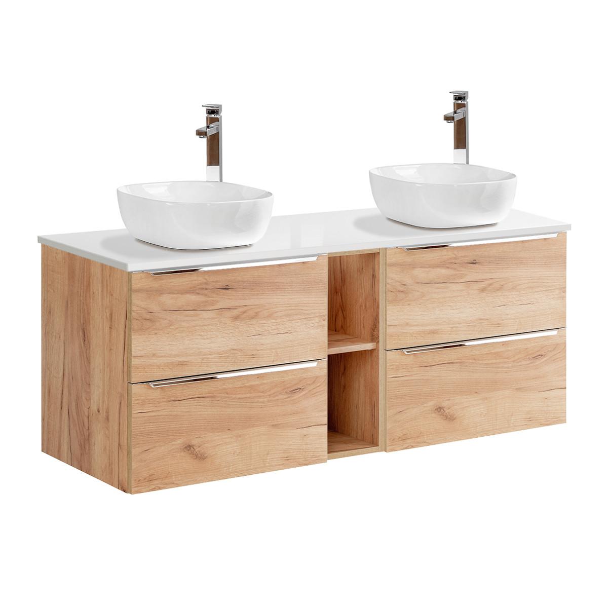 DOPPELWASCHTISCH 140.4cm April Holz - Braun, Holzwerkstoff (140.4/59/46cm) - Petits-meubles