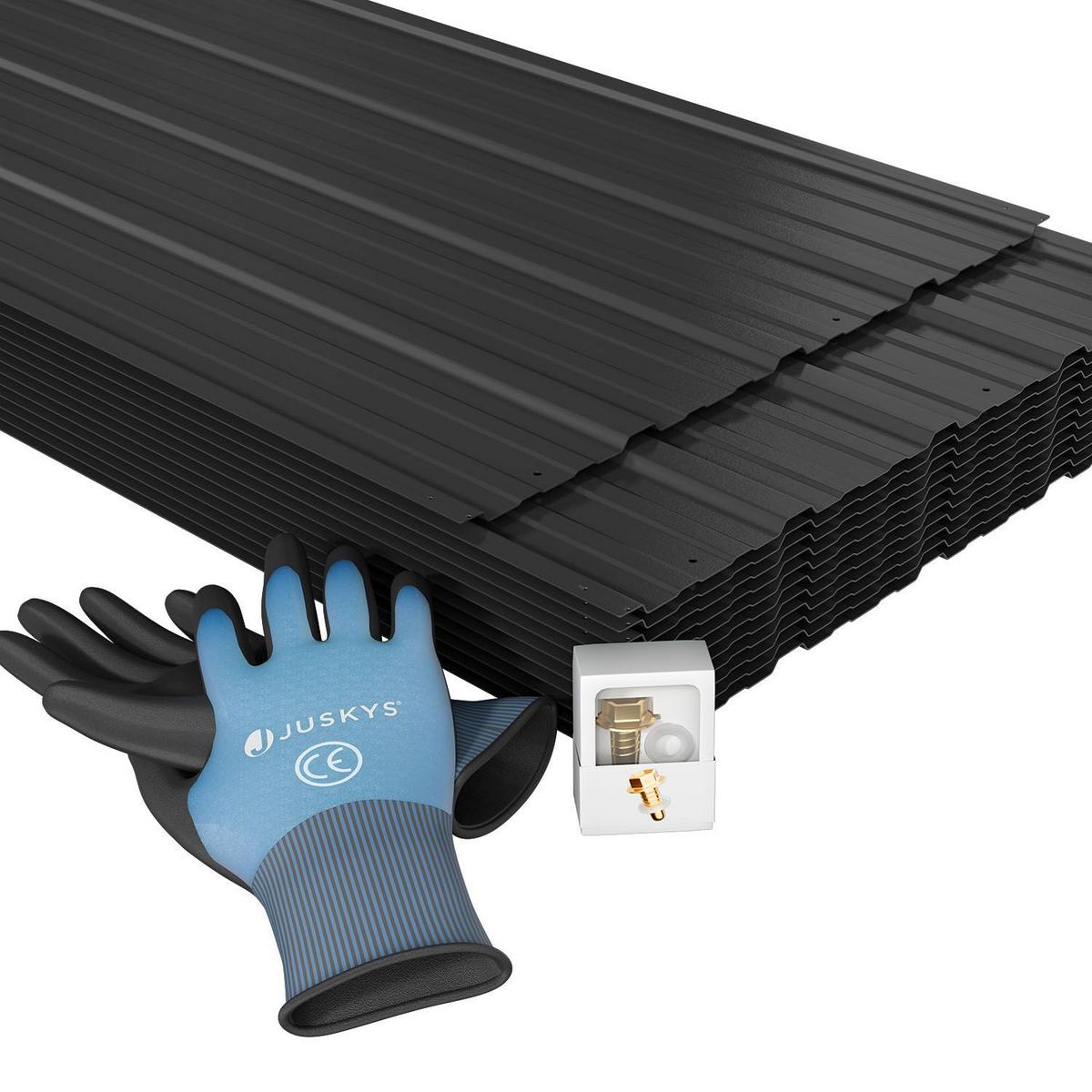 PROFILBLECH Anthrazit 129x45 cm 12er-Set - Anthrazit, Metall (45/129cm) - Juskys
