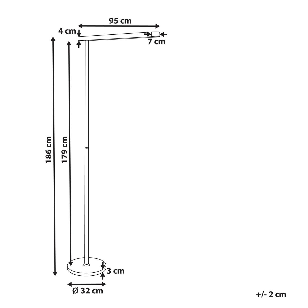 STEHLAMPE Perseus 7/95/186 cm - Silberfarben, Metall (7/95/186cm) - Beliani