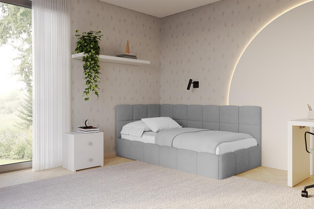 EINZELBETT Jugendbett mit Bettkasten Rechts, mit Matratze - LIVY 100x200 Grau - Anthrazit, Holzwerkstoff/Textil (100/200cm) - ALTDECOR