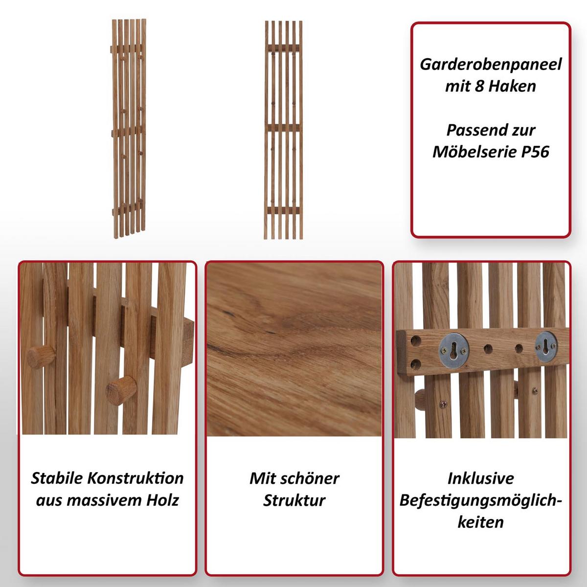 GARDEROBENPANEEL Eiche Dekor - Eiche Wotan, Holz (21/120/6cm) - MCW