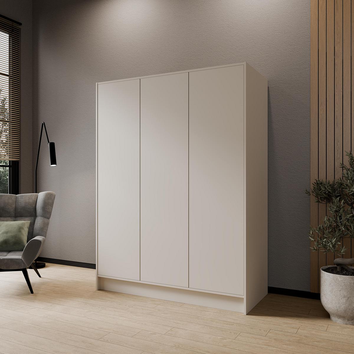 KLEIDERSCHRANK Mono Grifflos im Skandi-Stil, Kaschmir 150/200/51 cm - Kaschmir, Holzwerkstoff (150/200/51cm) - WFL GROUP