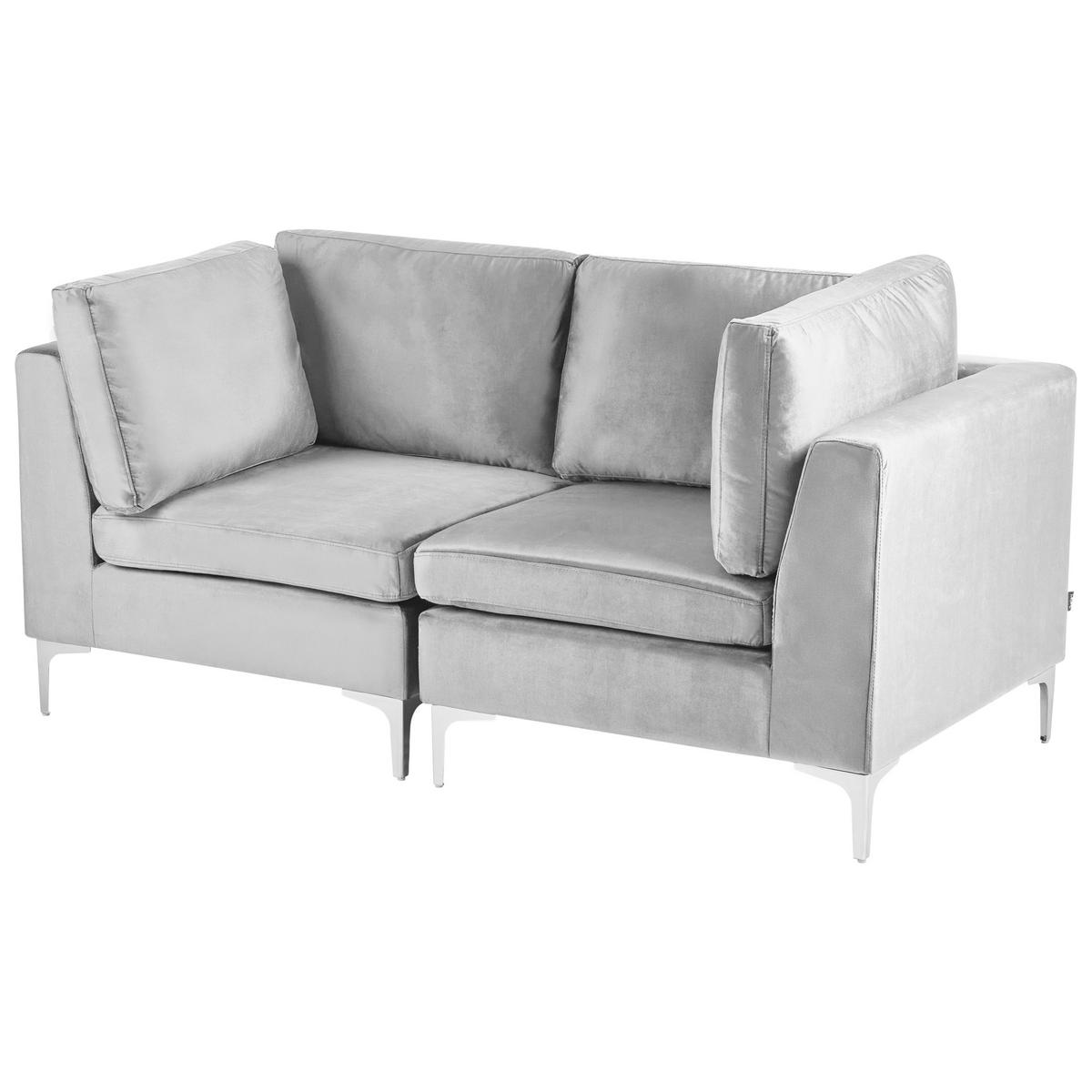 MODULSOFA 2-Sitzer Grau Samtstoff Evja - Dunkelgrau, Textil (170/84/85cm) - Beliani