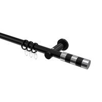 GARDINENSTANGE Platon Mavell 200 cm, 1-läufig, 20 mm Ø Schwarz - Chromfarben/Schwarz, Metall (200cm) - INTERDECO