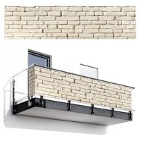 BALKON-SICHTSCHUTZ Ziegel - Wand - Licht - Weiß Deko XXL 500x130 cm - Creme, Kunststoff (500/130cm) - MuchoWow