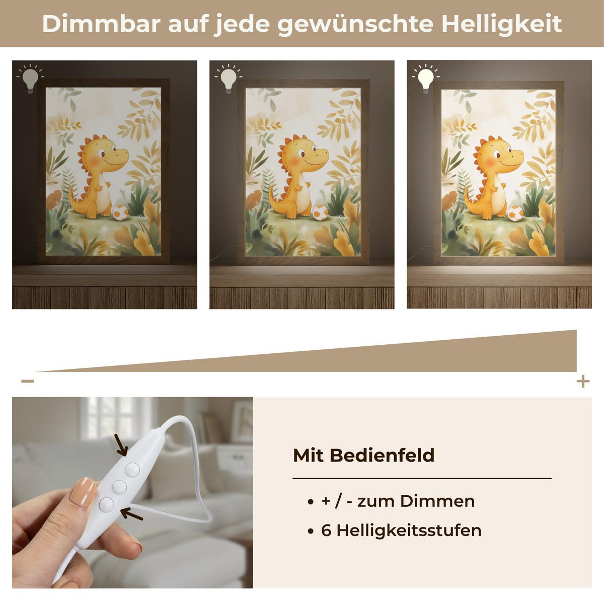 WANDLEUCHTE Dino - Fußball - Orange 20x30 cm - Beige, Holzwerkstoff (20/30/8cm) - OnlyWow