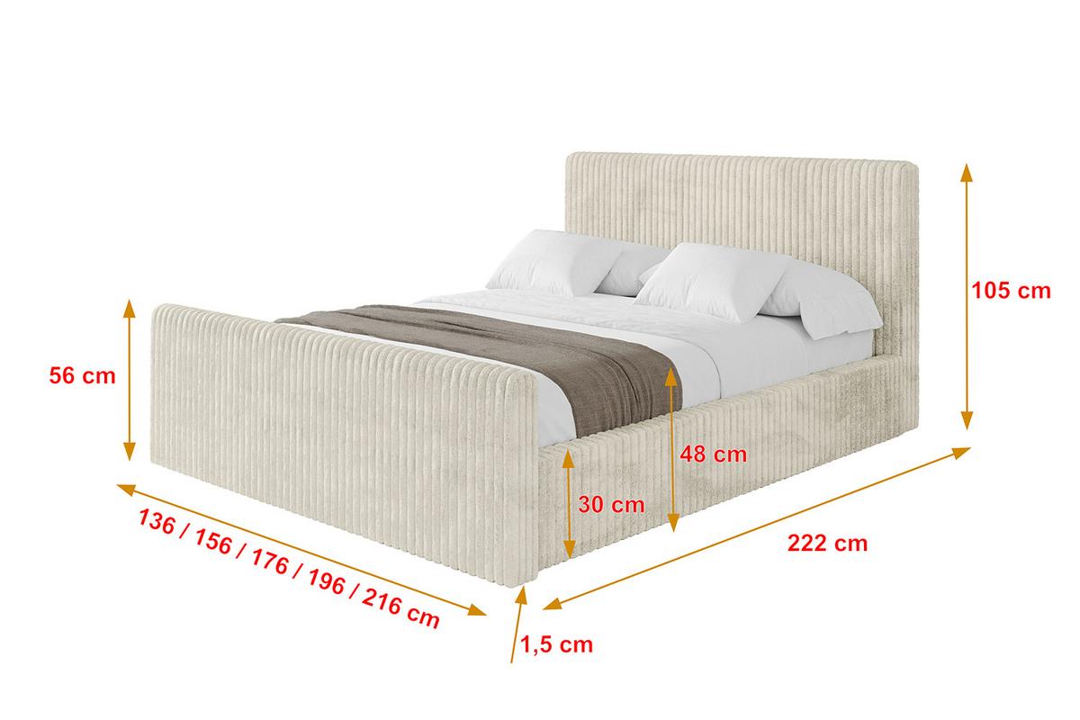 POLSTERBETT mit Bettkasten, Fußteil und Lattenrost, Boxbett mit Matratze H3/H4 - ALOVA-Z-V1 120x200 Beige - Beige, Holzwerkstoff/Textil (120/200cm) - ALTDECOR