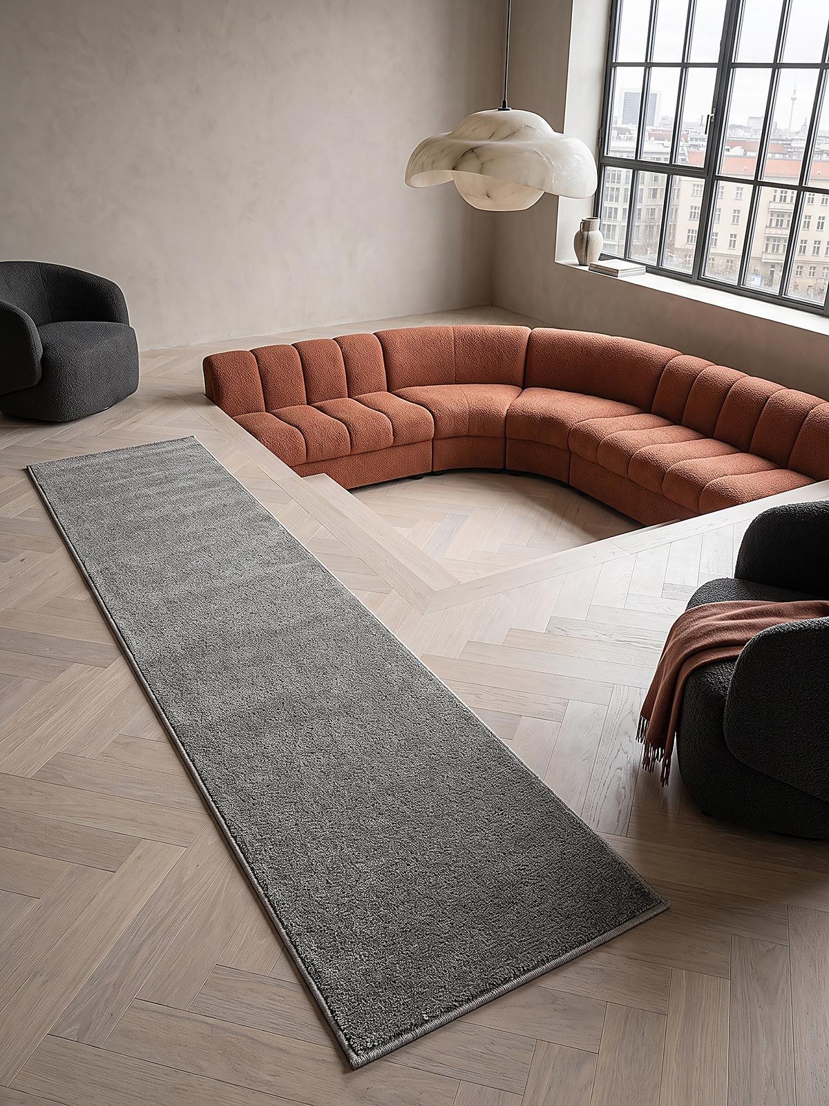 TEPPICH Hochflor BORMIDA Uni Polypropylen Anthrazit 60 x 110 cm - Anthrazit, Textil (60/110cm) - KADIMA DESIGN
